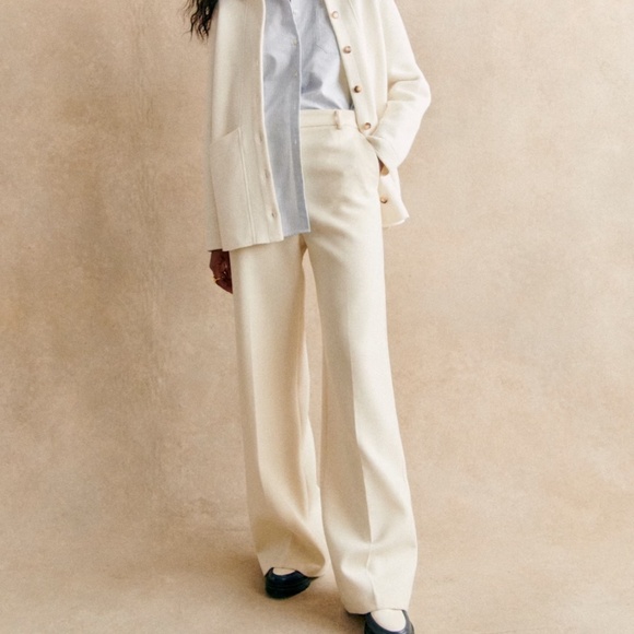 Sezane Matheo Trousers Ecru - Size 6 - Picture 2 of 4